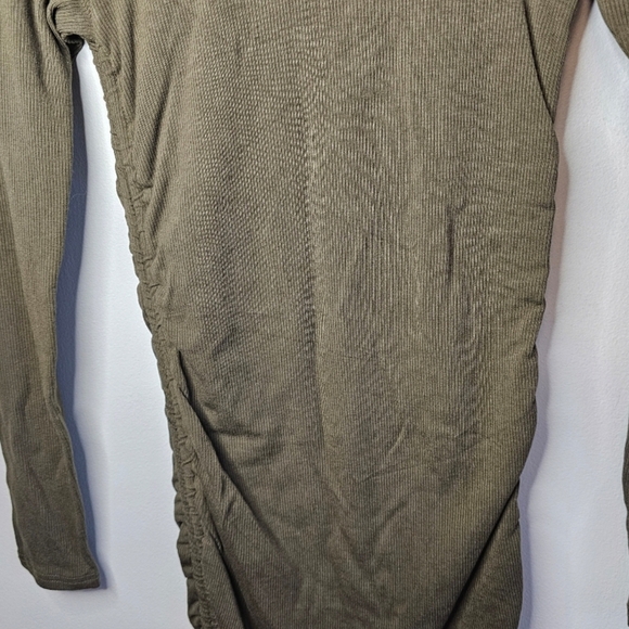 BB Dakota For Steve Madden Ruched Ribbed Long Sleeve Olive Green Mini Dress XS - Picture 4 of 11